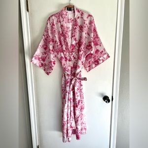 Vintage Chandio New York Pink Floral Kimono Robe Size 1X